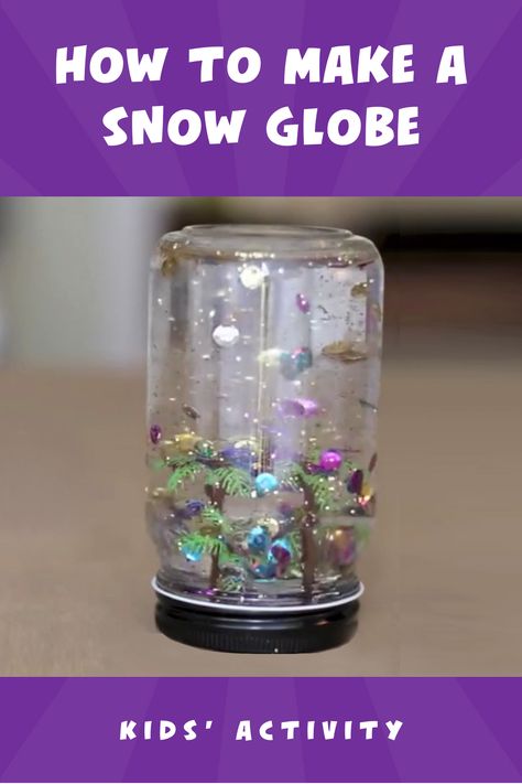 Glass Jar Snow Globes, Pickle Jar Snow Globe, Water Bottle Snow Globe, Glitter Snow Globe Diy, Glitter Globe Diy, Diy Kids Snow Globe, How To Make Snow Globes For Kids, Homemade Snow Globes How To Make, Easy Diy Snow Globe For Kids