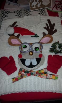 My homemade ugly Christmas sweater 2015 Homemade Sweater, Homemade Ugly Christmas Sweater, Ugly Christmas Sweaters Diy, Ugly Christmas Sweater Diy Funny, Ugly Christmas Sweater Diy, Christmas Sweaters Diy, Christmas Sweater Diy, Christmas Sweater Party Ideas, Ugly Christmas Sweater Party Ideas