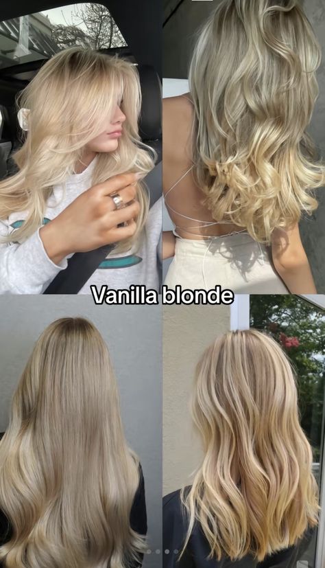 Blonde Hair One Color, Blonde Hair For Fair Skin, Vanilla Almond Blonde, Almond Blonde Hair, Vanilla Almond Blonde Hair, Best Blonde For Pale Skin, Different Types Of Blonde, Vanilla Blonde Hair, Rich Blonde