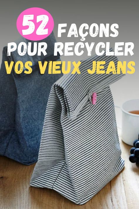 52 superbes idées pour recycler vos vieux jeans #recup #jean #recycledfashion #oldjeans Diy Lunch Bag, Tips Menjahit, Diy Lunch, Tas Denim, Purl Bee, Sac Diy, Costura Diy, Beginner Sewing Projects Easy, Ideas Creativas