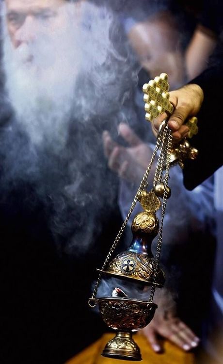 Incense from the censer during liturgy Incense Scents, Spiritual Knowledge, Sign Of The Cross, Russian Orthodox, Christian Pictures, Eastern Orthodox, Orthodox Christianity, Orthodox Church, Muted Tones