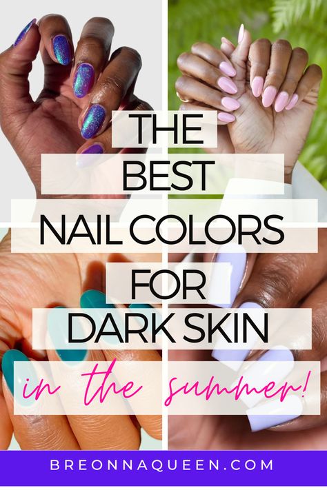 Ready to get your nails summer-ready with the hottest nail colors that complement dark skin? From bright and bold to soft pastels, our guide covers the top summer nail colors perfect for hot days and vacations. Summer Nails For Dark Skin, Nail Colors For Dark Skin, Dark Skin Nail Color, Best Summer Nail Color, Summer Nail Colors, Fun Nail Colors, Colors For Dark Skin, Vacation Nails, Beautiful Weather