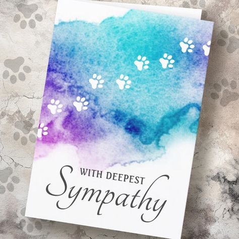 Pet loss paw prints watercolor sympathy card Dog Sympathy Card, Loss Of Pet, Sympathy Cards Handmade, Pet Sympathy Cards, Dog Sympathy, Pet Sympathy, Handmade Pet, Sympathy Card, Watercolor Splash