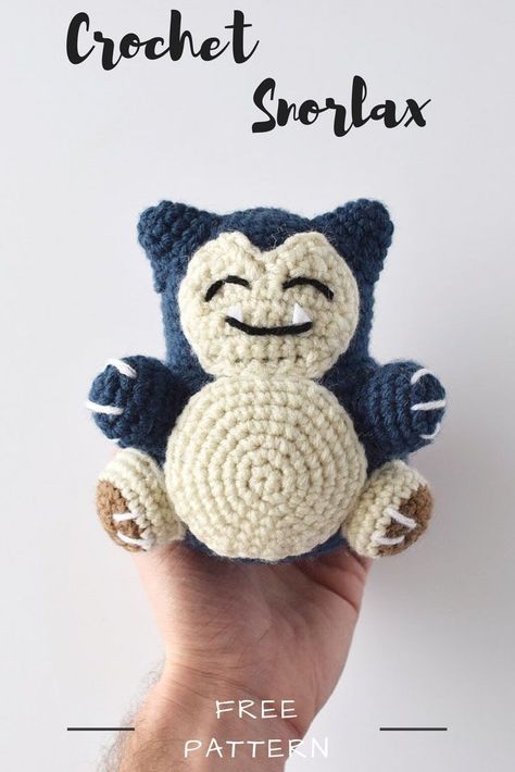 Pokémon Crochet, Pokemon Crochet Pattern, Pokemon Snorlax, Crochet Pokemon, Pokemon Pattern, Crochet Unique, Crochet Geek, Beginner Crochet Projects, Crochet Amigurumi Free