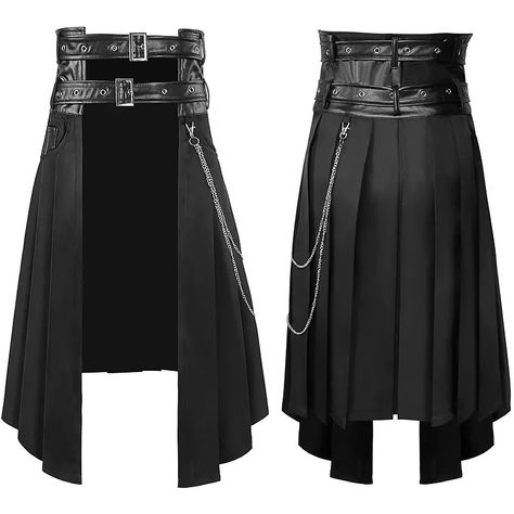 Smarter Shopping, Better Living! Aliexpress.com Kilt Men Fashion, Estilo Emo, Gothic Skirt, Mode Punk, Kilt Skirt, Buy Skirts, Moda Punk, Pleated Long Skirt, Unisex Dress