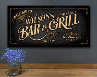 Bar Sign | Etsy Bar Signage, Custom Bar Signs, Personalized Bar Signs, Outdoor Signage, Wine Wall, Bar Wall Decor, Bar Wall, Custom Bar, Bar Sign