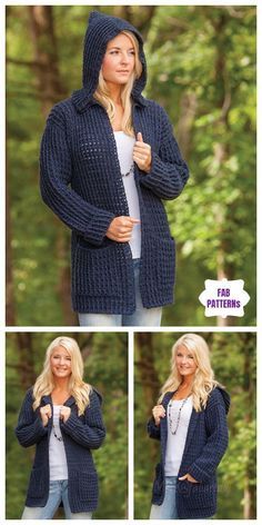 Crochet Hoodies, Crochet Cardigan Pattern Free Women, Cardigan Diy, Diy Crochet Cardigan, Coat Crochet, Crochet Jackets, Crochet Cardigan Free, Crochet Sweater Free, Crochet Cardigan Pattern Free