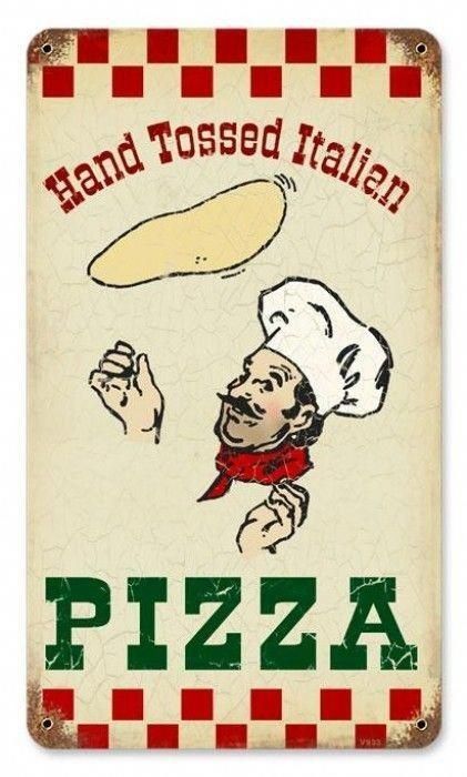 Pizza Sign, Vintage Pizza, Vintage Italian Posters, Rustic Kitchen Wall Decor, Pizza Parlor, Pizza Logo, Pizza Art, Italian Posters, Vintage Home Accessories