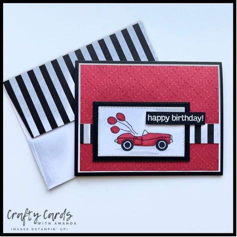 Red Convertible, Male Birthday, Homemade Birthday Cards, Birthday Cards For Boys, Masculine Birthday Cards, Birthday Card Design, Birthday Cards For Men, Gingham Pattern, Kids Birthday Cards