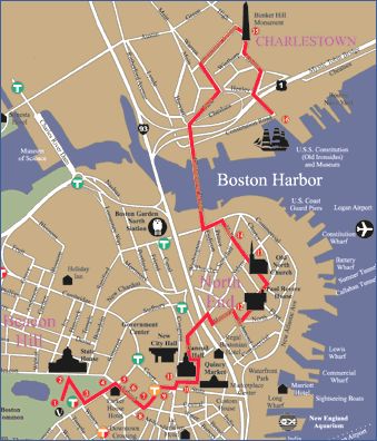 Map of the Freedom Trail Charlestown Boston, Boston Freedom Trail, Freedom Trail Boston, Visit Boston, Trip To Boston, New England Vacation, Boston Vacation, Boston Trip, New England Trip