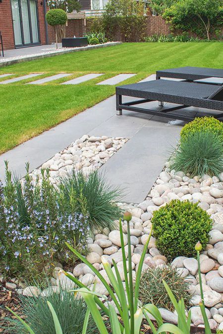 Minimalistic Bed, Rosemary Plants, Blue Fescue, Pebble Garden, Rosemary Plant, Topiary Garden, Topiaries, Ornamental Grasses, Grasses