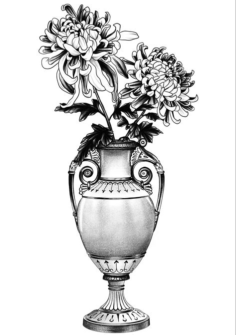 Vase Tattoo Design, Baroque Tattoo, Vase Tattoo, Roman Tattoo, Abstract Tattoo Ideas, Horse Tattoo Design, Abstract Tattoos, Engraving Tattoo, Tattoo Lettering Design