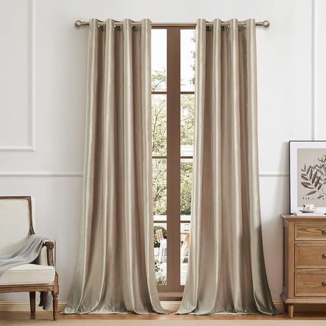 Amazon.com: BULBUL Champagne Curtains 96 inch Length- 2 Panels Velvet Living Room Beige Blackout Window Drapes Curtains Thermal Insulated Room Darkening Decor Grommet Curtains for Bedroom : Home & Kitchen Champagne Curtains, Living Room Beige, Velvet Living Room, Curtains For Bedroom, Insulated Curtains, Thermal Curtains, Window Drapes, Blackout Windows, Grommet Curtains