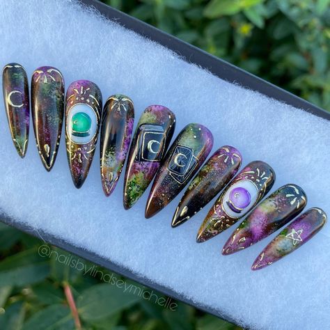 Nails Witchy, Short Nail Bed, Spells Book, Nails File, Nails Orange, Witchy Nails, Orange Stick, Acrylic Press On Nails, Painted Nail Art