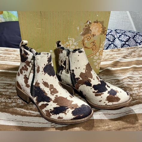 Cow Print, My Profile, Bootie, Bootie Boots, The House, Zip Ups, Cow, Ankle Boots, Cream