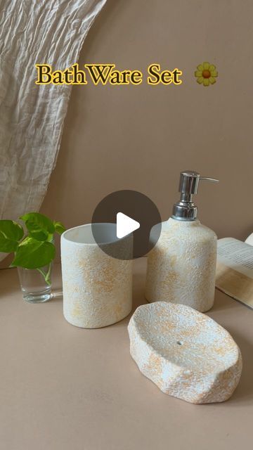 Maati on Instagram: "Fresh Like summer BathWare set 🌼

The bathroom set includes
-Soap Dispenser 
-Soap Tray

Upgrade your bathroom game with our chic bathing set because every detail matters when it comes to self-care. 🌿✨

Let’s create stories of your beautiful home 🏠 

DM us to order ✨

#bathing #bathingset #bathroom #bathroomdecor #bathware #smallbusiness #supportsmallbusiness #ceramics #ceramicsofinstagram #decor #homedecor #homeinterior #decorideas" Soap Tray, Bathroom Set, Bathroom Sets, Your Beautiful, Beautiful Home, The Bathroom, Soap Dispenser, Self Care, Beautiful Homes