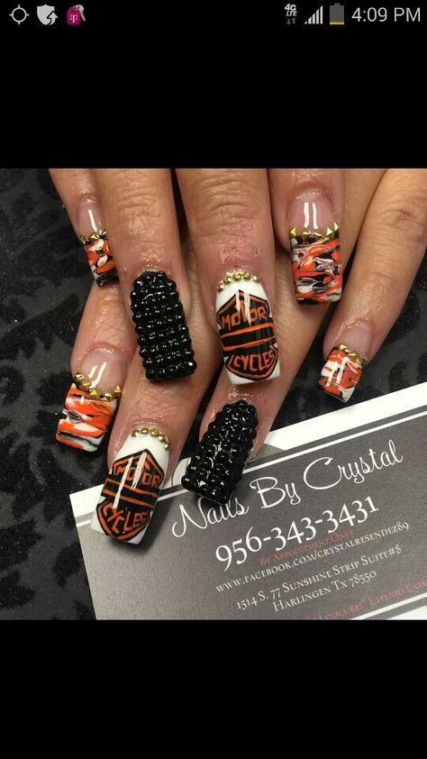 Biker Nails Designs, Biker Nails, Harley Nails, Country Nails, Purple Acrylic Nails, Sassy Nails, Purple Acrylic, Dope Nail Designs, Bright Nails