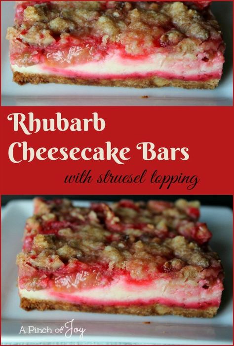 Rhubarb Cheesecake Bars, Rhubarb Desserts Recipes, Rhubarb Cheesecake, Rhubarb Bars, Rhubarb Desserts, Rhubarb Recipes, Cheesecake Bars, Fruit Desserts, Dessert Bars