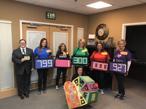 Price Is Right Halloween Costume Group, Price Is Right Table Decorations, Price Is Right Wheel Costume, The Price Is Right Halloween Costume, Department Halloween Costumes Work, Diy Price Is Right Costume, Game Show Host Costume, Price Is Right Costume Diy, The Price Is Right Trunk Or Treat