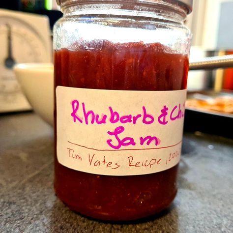 Rhubarb And Apple Jam, Blueberry Rhubarb Jam With Pectin, Heavenly Rhubarb Jam, Ginger Substitute, Baking Scrapbook, Rhubarb Sweet Chili Jam, Rhubarb Jelly Or Jam, Chili Jam, Fresno Chili