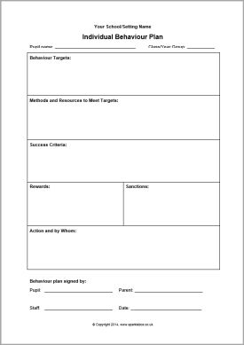 Editable Individual Behaviour Plan template (SB10999) - SparkleBox Individual Education Plan Template, Behavior Plans For Students Individual, Sped Quotes, Bother Quotes, Educational Leader, Behavior Management Plan, Behavior Intervention Plan, Behavior Cards, Building Habits