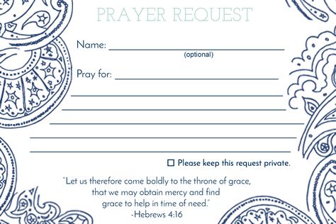 Prayer request card Prayer Request Cards, Card Template Free, About Blank, Printable Prayers, Womens Retreat, Prayer Box, Womens Ministry, Card Templates Free, Prayer Room