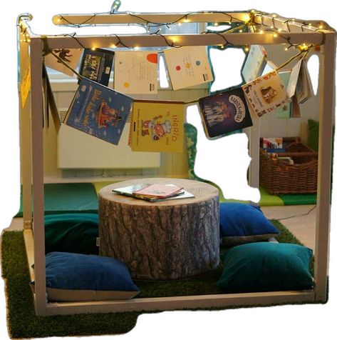 Reggio Outside Activities, Reggio Emilia Homeschool, Mixed Age Classroom Setup, Reggio Reading Corner, Reggio Reading Area, Kindergarden Decoration Room, Reggio Emilia Classroom Decor, Home Corner Ideas Childcare, Reggio Classroom Decor