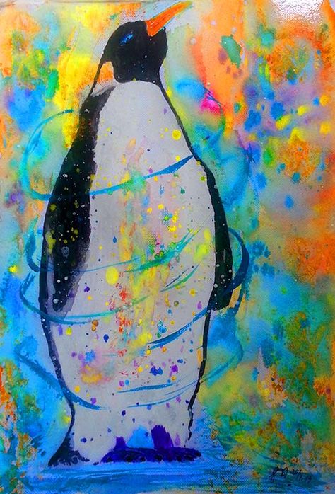 Penguin Painting, Draw And Paint, Polar Light, Baby Penguins, The Penguin, Children's Art, Owl Painting, Paint Ideas, Childrens Art