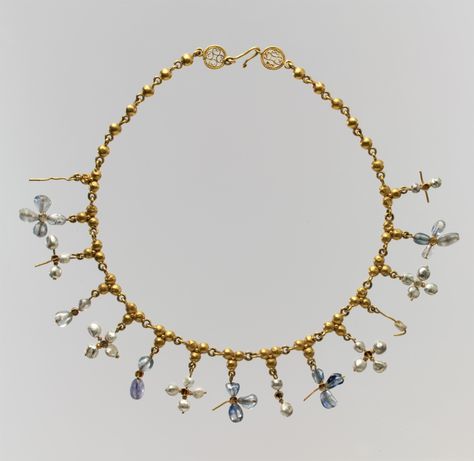 Necklace with Pendant Crosses  ,     6th–7th century      Made in probably Constantinople ,     Byzantine ,     Gold, pearl sapphire, smokey quartz, quartz Byzantine Gold, Byzantine Jewelry, Byzantine Necklace, Ancient Jewels, Ancient Jewellery, Art Necklace, Necklace With Pendant, Historical Jewellery, Medieval Jewelry