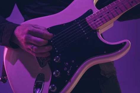 Purple Electric Guitar, Purple Guitar, Guitar Aesthetic, Rockstar Aesthetic, Pity Party, Raven Queen, Cool Electric Guitars, Neon Nights, Rock Guitar