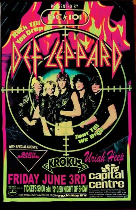 Def Leppard Poster, Def Leppard Wallpaper, Def Leppard Pyromania, Gary Moore, Glam Punk, Rock Band Posters, Music Collage, Music Poster Design, Tour Poster