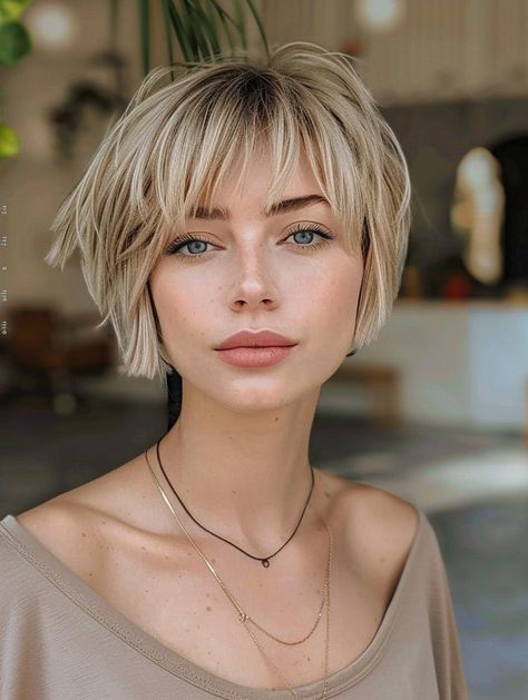 Bobs With Short Bangs, Messy Layered Bob, Shortish Hair, Cut Bangs, Long Face Haircuts, Chin Length Haircuts, Medium Bob Haircut, Chic Short Hair, Stylish Short Hair