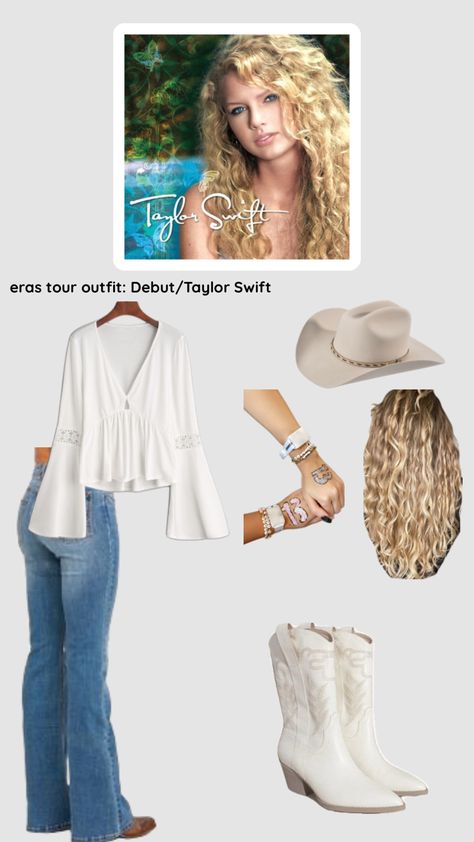 #debut #taylorswift #fitinspo #makeup #cute #eras #tour #erastour Debut Era Makeup, Eras Tour Debut Makeup, Debut Eras Tour Outfit Ideas, Taylor Swift Debut Makeup, Taylor Swift Eras Tour Debut, Eras Tour Outfits Debut, Debut Era Outfits, Debut Eras Tour Outfit, Eras Tour Debut