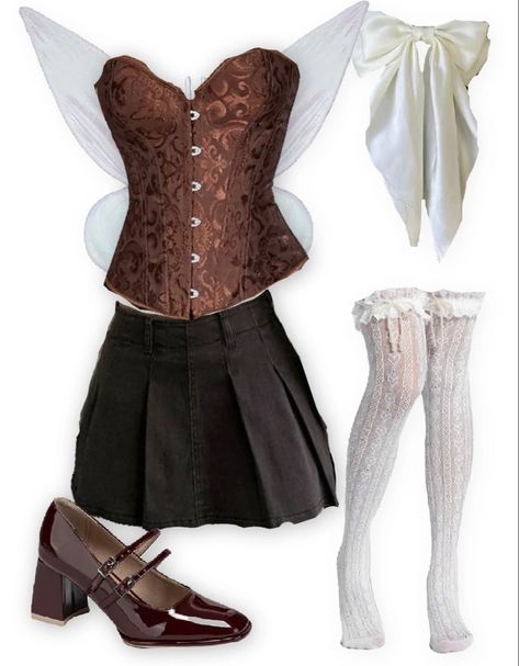 Brown Corset Halloween Costume, Brown Dress Halloween Costume, Pretty Corset, Corset Halloween Costumes, Corset Brown, Halloween Corset, Brown Cottage, Elf Kostüm, Brown Corset