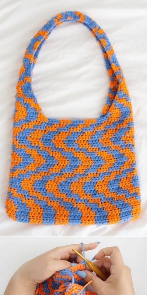 Modern Haken, Tutorial Knitting, Tote Crochet, Knitting Bag Pattern, Popular Crochet, Free Crochet Bag, Crochet Bag Tutorials, Crochet Bag Pattern Free, Bag Pattern Free