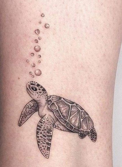 Small Tattoos Turtle, Tattoos Turtle, Small Turtle Tattoo, Hai Tattoo, Bubble Tattoo, Tortoise Tattoo, Tato Maori, Sea Turtle Tattoo, Turtle Tattoo Designs