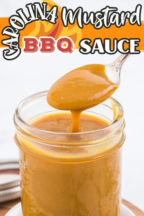 Mustard Based Bbq Sauce Recipes, Mustard Hot Sauce, Sweet Heat Bbq Sauce Recipe, Mustard Bbq Sauce Recipe, Salsa Ideas, Carolina Mustard Bbq Sauce, Mustard Based Bbq Sauce, Homemade Creams, Diy Seasonings