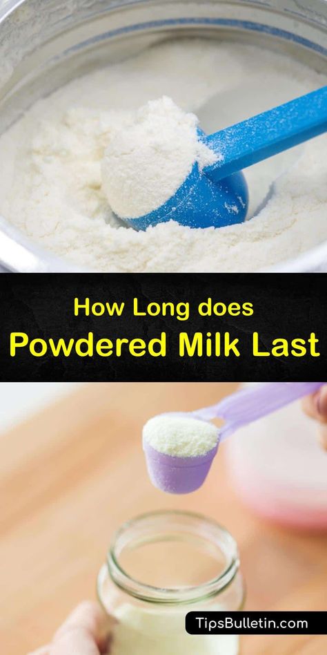 Learn how long dried milk lasts and the best way to store it long term. Nonfat dry milk has a 25-year shelf life, but dried whole milk and buttermilk are not as stable. Always keep milk powder in a dry place in an airtight container to keep it fresh. #last #powdered #milk #how #long How To Dehydrate Milk, Dry Milk Recipes, How To Freeze Dry Milk, Powdered Milk Recipes, What To Do With Expired Milk, How To Dry Up Milk Supply, Butter From Powdered Milk, Nonfat Dry Milk Uses, Can You Freeze Milk