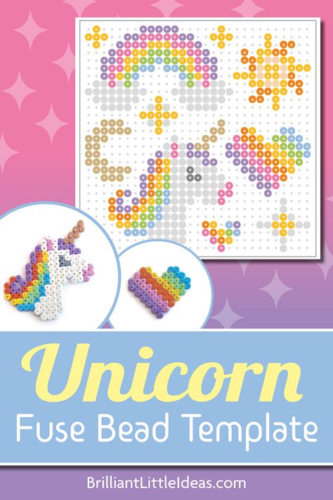 Unicorn Melty Beads, Fuse Bead Template, Unicorn Hama Beads, Unicorn Perler Bead Pattern, Random Crafts, Easy Perler Beads Ideas, Beads Patterns, 3d Perler Bead, Graph Crochet