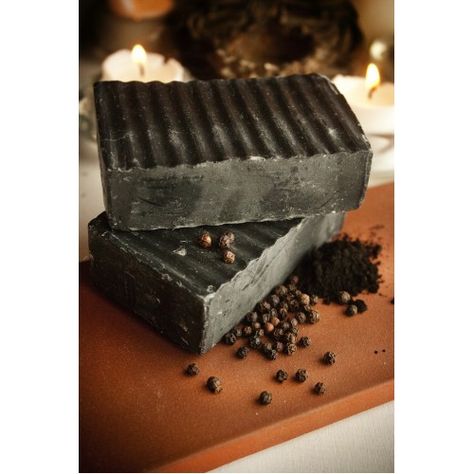 Charcoal Soap, made with Bamboo Charcoal to draw impurities and detox.  Great for acne, and oily skin. Handmade Shampoo, Black Pepper Essential Oil, Soap Making Process, Organic Bar Soap, Oil Makeup Remover, Soap Making Recipes, Charcoal Soap, Body Bars, Organic Olive Oil