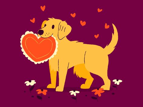 Dog Valentine's Day by Anna Hurley on Dribbble Valentine's Day Illustration, Valentines Illustration, Valentines Day Dog, 강아지 그림, Dog Valentines, Love Illustration, Dog Illustration, Dog Images, Dog Drawing