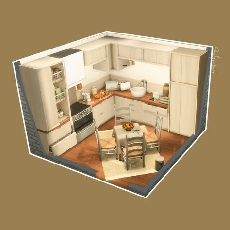 Kitchen Ideas Sims, Kitchen The Sims 4, Sims 4 Kitchen Ideas, Sims 4 Kitchen, Sims Builds, Sims 4 Bedroom, Cake Simple, Sims 4 House Plans, Sims 4 House Design