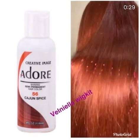 Adore Cajun Spice Hair Color, Adore Ginger Hair Color, Cajun Spice Hair Color On Black Women, Cajun Spice Hair Color, Adore Hair Dye Black Women, Wig Kit, Dyed Hair Colors, Hair Dye Colours, Adore Hair Dye