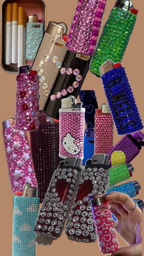 Mint Tin Crafts, Diy Rhinestone Crafts, Lighter Art, Custom Lighters, Lip Gloss Homemade, Bling Ideas, Rhinestone Projects, Cool Lighters, Rhinestone Crafts