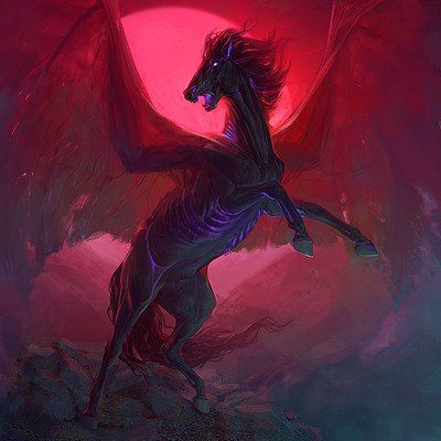 ArtStation - Alsares . Nightmare Horse, Halloween Sketches, Shire Horse, Animal Sketches, Time Lapse, Halloween Horror, Horse Art, Creature Art, Detailed Image