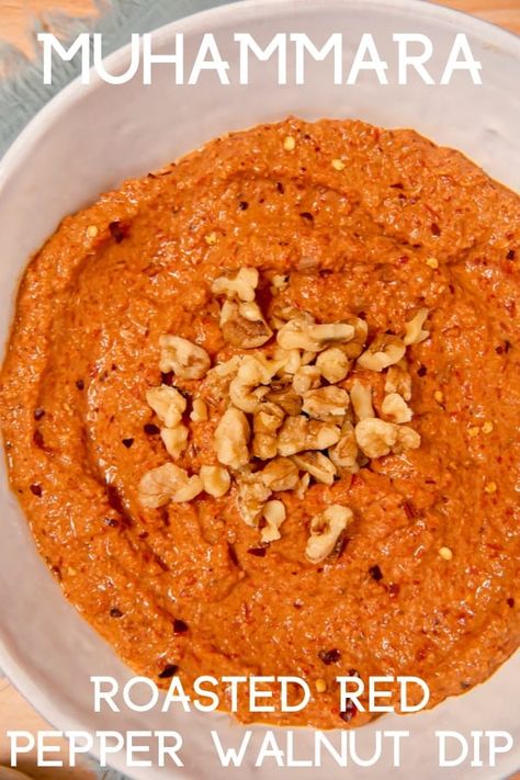 Walnut Dip Recipe, Pomegranate Molasses Recipe, Red Pepper Dip Recipe, App Recipe, Muhammara Recipe, Walnut Dip, Molasses Recipes, Roasted Red Pepper Dip, Red Pepper Dip