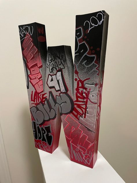 Graffiti Art Letters Extra Large Graffiti Art Decor, Graffiti Art Letters Alphabet, Diy Graffiti Art, Graffiti Letter M, Graffiti Sculpture, Graffiti Theme, Graffiti Furniture, Graffiti Party, Pop Art Studio