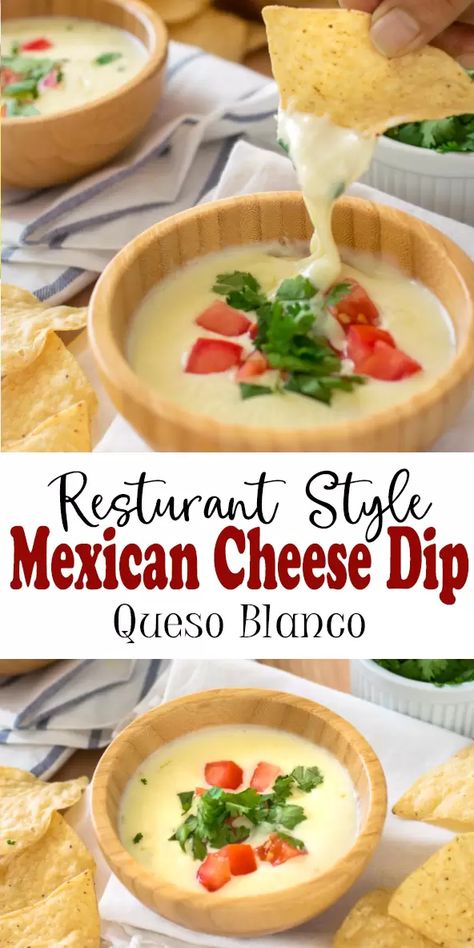 This is the Best Mexican Cheese Dip recipe! With just 3 ingredients, this is the authentic queso blanco dip recipe that you get at Mexican restaurants. Perfect for nachos, enchiladas, and dipping! Authentic Queso, Mexican Cheese Dip Recipes, Mexican Cheese Dip, Queso Blanco Recipe, Mexican White Cheese Dip, Mexican White Cheese, Queso Blanco Dip, Cheese Dip Mexican, White Cheese Dip