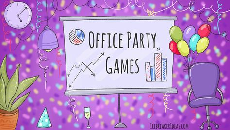 22 Best Office Party Games (Large & Small Group) - IcebreakerIdeas Party Games For Work, Fun Games For Workplace, Coworker Games Fun, Fun Office Games Activities, Office Games Ideas, Games To Play With Coworkers, Games For Office Parties, Games For Workplace Fun, Fun Work Games