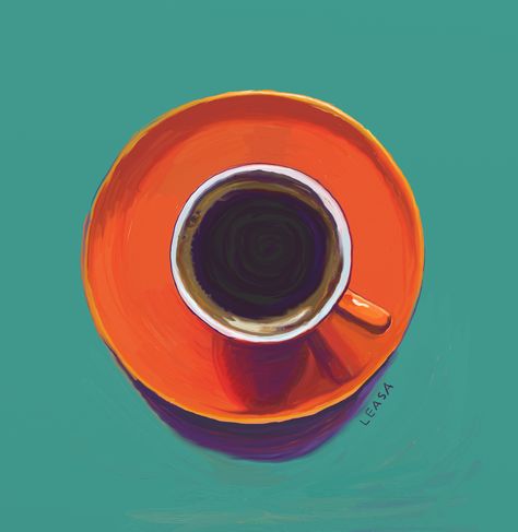 Abstract Coffee Art, Cafe Painting Ideas, Coffee Acrylic Painting, Coffee Painting Canvas, Oil Painting Basics, Coffee Cup Art, Oil Pastels Painting, Kitchen Artwork, Retro Artwork